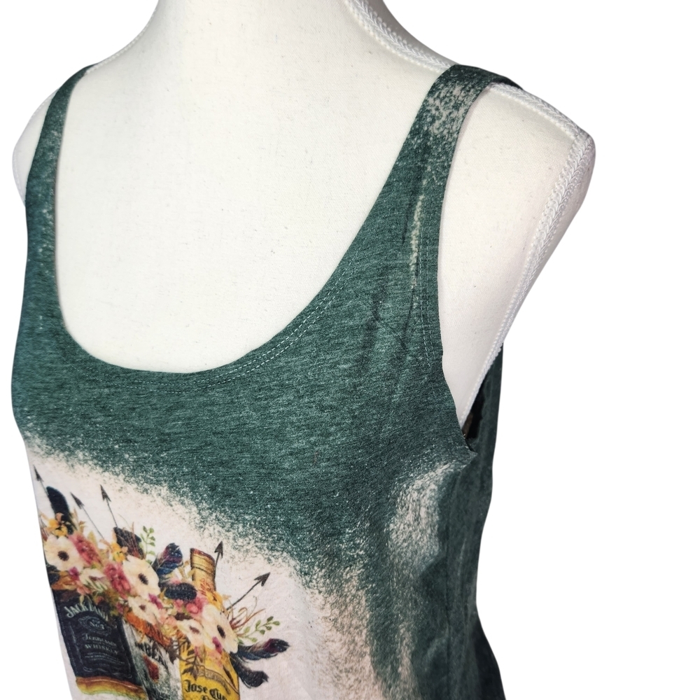 Jack Daniels Jim Beam Jose Cuervo Tank Top Women "My Favorite Men" Medium Green - Picture 9 of 14